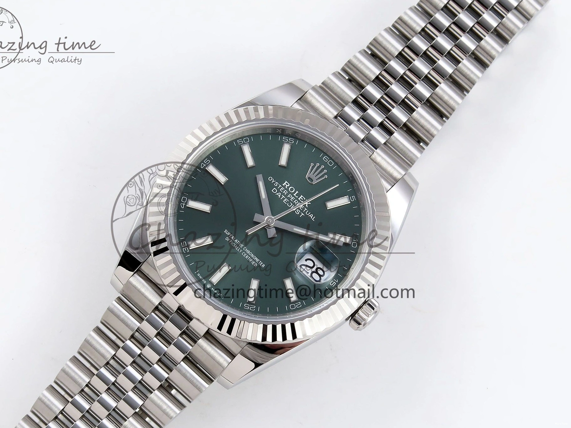 MiroTime 0305 TopPick DateJust 41 126334 C+F 1:1 Best Edition 904L Steel Green Dial on SS Jubilee Bracelet VR 1392
